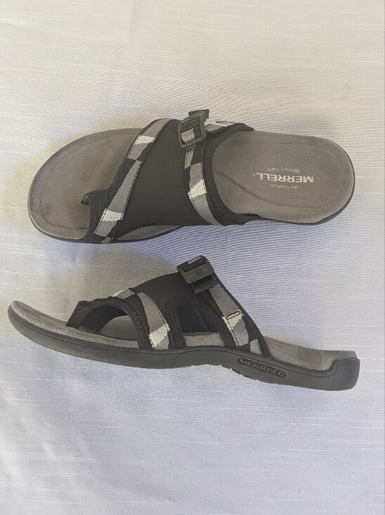 Merrell Shoes - Merrell Men's Black and Gray Slip-On Sandals with Adjustable Strap Sz 8